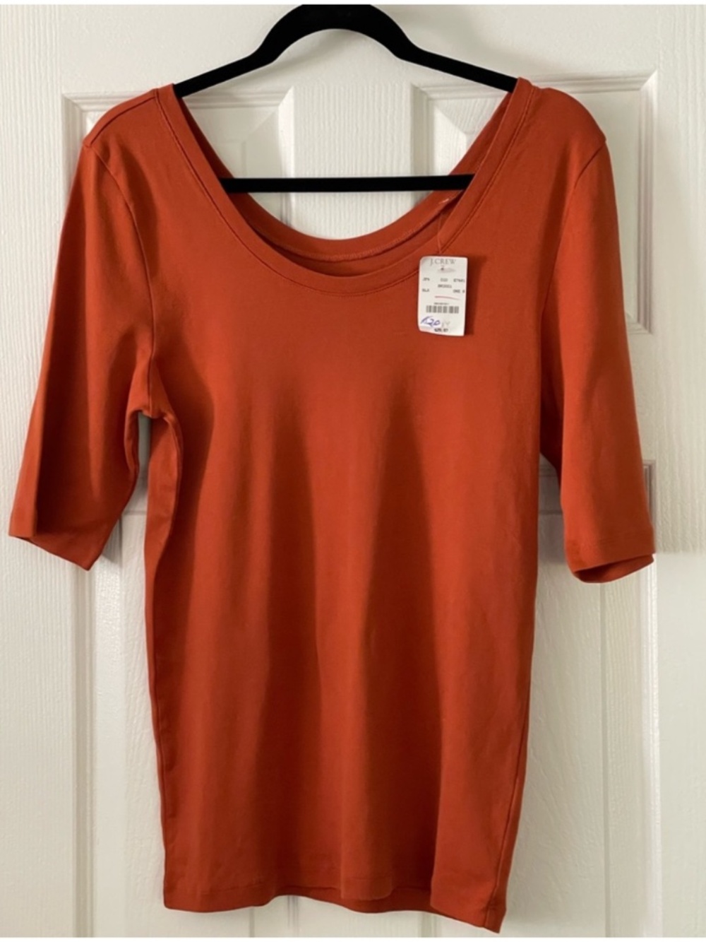 J.Crew Perfect Fit T-shirt 3/4 Sleeve New XL Rust Orange